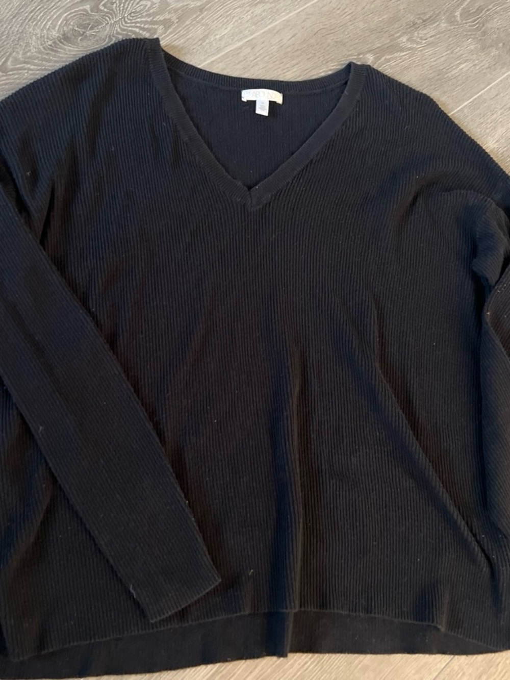 Abound Black Ribbed V-Neck Women's Sweater